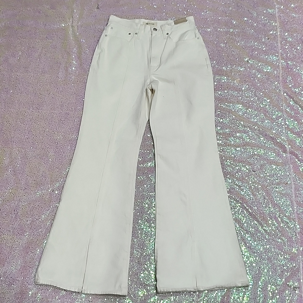 Madewell Pleated Baggy Flare Cream JEANS NWT! W27